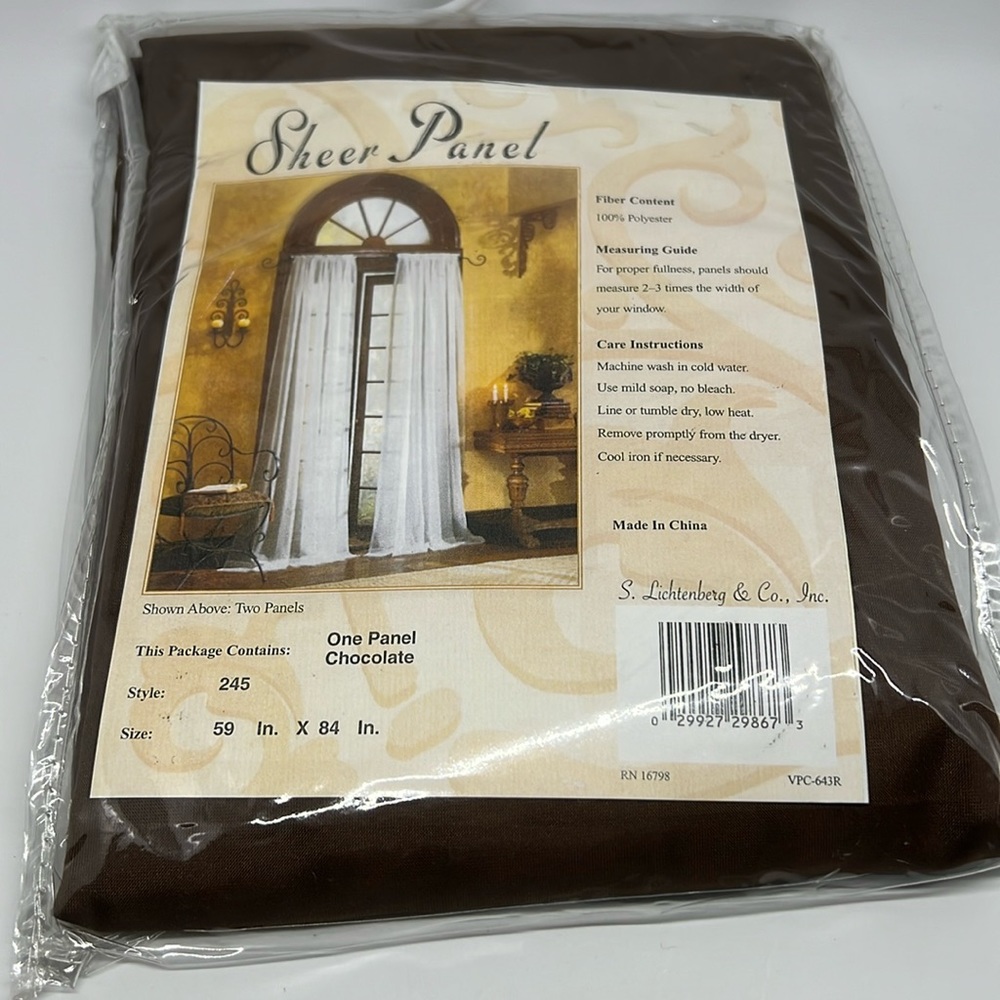 Chocolate color curtain Sheer Panel (one)